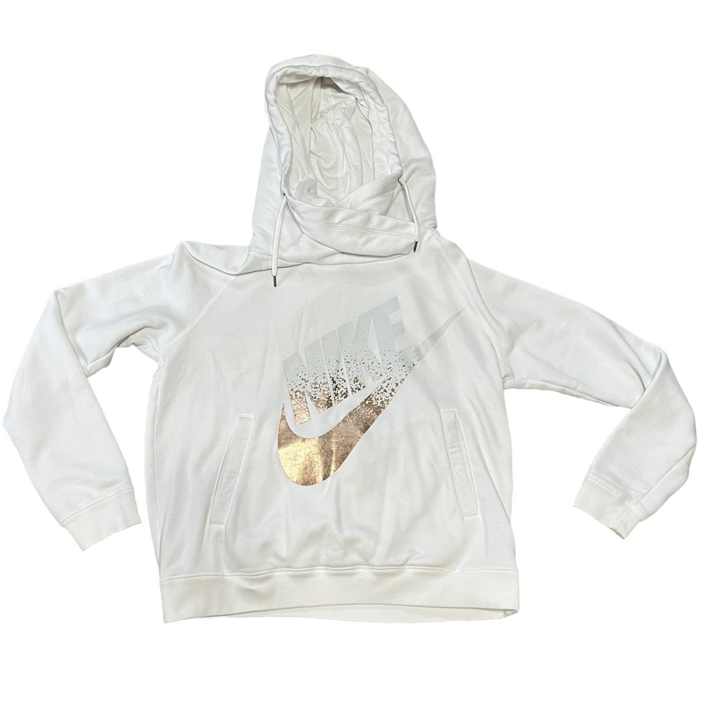 White Nike Hoodie Sweatshirt Large Rose Gold Swoosh